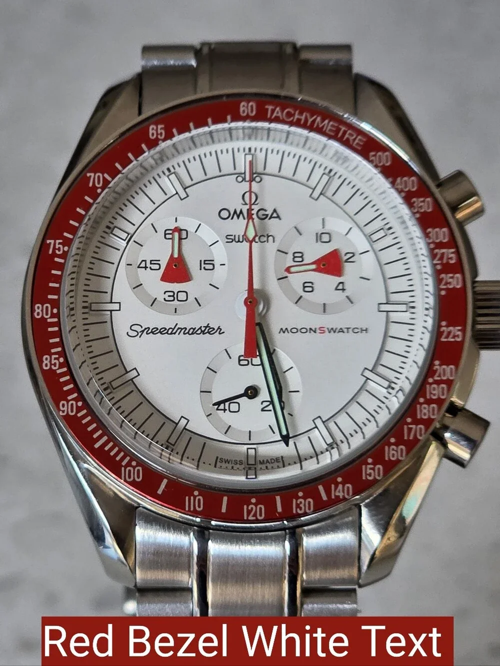 SWATCH MOONWATCH 1 Speedmaster STAINLESS STEEL CASE YOU PICK BEZEL COLOR 42mm